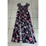 EXPRESS Women's Maxi Dress Off the Shoulder Smocked Black Floral Size Small Photo 9