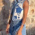 KOEEI Angeline Blue Waistcoat Boho Floral Embroidered Vest Women’s Size L Size L Photo 0