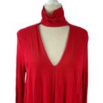 Free People  Uptown Turtle Choker-Neck Tunic Top Red Long Sleeve Asymmetrical S Photo 2