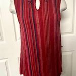 Monteau red striped collared sleeveless top Photo 4