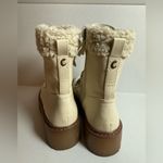 NEW CIRCUS SAM EDELMAN Ivory Shearling Combat Boots size 8 Brown Photo 5