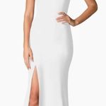 Dress the Population NWOT AMY crepe one shoulder maxi slit white gown sz S Photo 0
