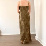 Vintage 90’s Olive Green Paisley Printed Silky Maxi Dress Size 10 Photo 3