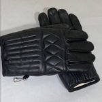Obermeyer  Black leather Quilted womens unisex ski Gloves vintage Small medium Photo 8