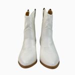 Soda NEW  White Stitched Faux Leather Pointed Toe Western Cowboy Ankle Boots Sz 8 Photo 1