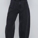 ZARA  Baggy Slouchy Fit Paperbag Jeans High‎ Waist Cropped Ankle Faded Black 8 Photo 0