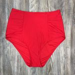 Aerie Womens Red Cinched Swim Bikini Bottom High Waisted Retro Pool Size S Small Photo 0