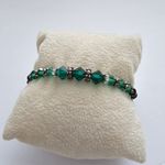 Green Crystal Bracelet With Silver Heart Charms And Closure Photo 2