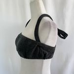 We Wore What New Tie Halter Bra Top Ribbed Knit Crop Top Charcoal Size Small Photo 12