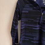 Nike Dri Fit Running Half Zip Long Sleeve Top Shirt Black Purple Stripe Size S Photo 4