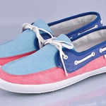 Vans  Chauffette Women's‎ Boat Shoes Aqua Sea/Calypso Coral Canvas Slip-On Size 8 Photo 0