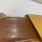 Contessa Italian Leather Shoes 8.5M Brown Mustard Yellow Strappy Wedge Sandals Size 8.5 Photo 2