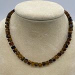 Tigers Eye Cube Shaped Necklace Brown Photo 2