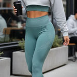 Wolford Shiny Grid Leggings Metallic Ice Jade Silver Athleisure Glam Designer S Blue Photo 0