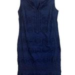 Talbots  Navy Eyelet Lace Shift Dress Blue Size 4 Nautical Classic Shower Church Photo 0