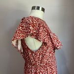 Old Navy White & Orange Floral Ruffle Sleeve Smocked Bodice Midi Dress Sz M Photo 4