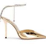 Jimmy Choo Saeda 100 Liquid Leather Heel in Crystal Honey Photo 1