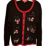 Holiday Traditions Black Christmas Cardigan Sweater Red Size L Photo 0