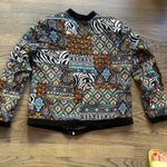 Canda Premium Women's Multicolor Zebra Paisley Print Bomber Jacket Black Size XL Photo 5