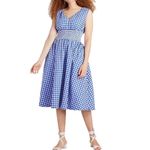 Kate Spade  Gingham Smocked Waist Dress, Size M, New with Tag MSRP $298 SOO Photo 1