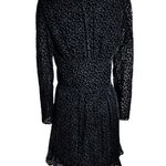 The Kooples  Velvet Dress Flocked Leopard Long Sleeve Black V-Neck Buttons Large Photo 5