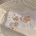 Women's Sweet Love Heart Pearl Dangle Drop Earrings Gold Photo 3