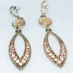 Unique Vintage Rare  Pink/Clear Rhinestones Pink Stone Silver Tone Earrings Photo 1