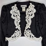 1990s Scott McClintock Black Jacquard Sheath Dress w/ Embroidered Bolero S Photo 7