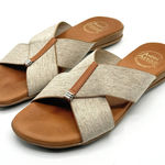Andre Assous Taupe Elastic Band Nani Sandals/Flats/Slides Linen 8 Women’s Photo 0