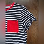 Tommy Hilfiger  Navy & White Striped Tee with Red Accents Photo 3