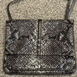 Brighton  Crossbody Purse Handbag Snakeskin Leather Envelope Tan‎ & Brown Purse Photo 0