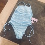 Wild Fable Women's Side-Cinch Detail Extra High Leg Cheeky One Piece Swimsuit - ™ Blue XXS Photo 7