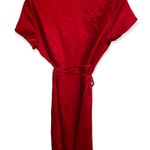 SheIn Red Short Sleeve Shiny V-Neck Wrap Mini Dress Size Small Photo 3