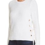 Michael Kors Knit Side Tie Pullover Sweater Gold Grommets White L Photo 8