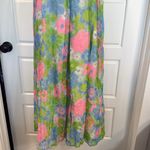 VTG 1960's Hawaiian Fashions Floral Maxi Dress Empire Waist Ruffle small Blue Photo 2