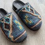 Free People Women’s Sz 9 Magic Carpet Mules in the Blue Combo color Photo 1