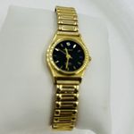Milan Diamond Quartz Vintage Ladies Watch Gold Stretch Band Black Face Photo 1
