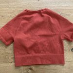 Lilia's Active Ribbed Knit Crop Tee in Sunset Photo 2