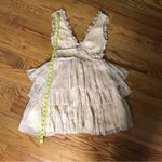 Nissa Cream Silk Lace Ruffle Sleeveless Dress NWT Tan Size 4 Photo 8