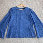 Banana Republic Lace Fluted Bell Sleeve Blue Top Size M Photo 4