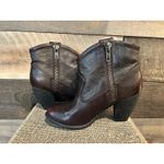 Not Rated Ankle Booties Brown Faux Leather Chunky Heel Women Sz 6 Distressed Photo 4