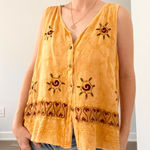 Vintage Embroidered Yellow Boho Tank Top Size M Photo 0
