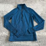 Lululemon Sweatshirt Womens 6 Blue Black Marled Rush Hour 1/4 Zip Pullover Top Photo 1