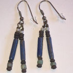 Vintage Boho Dangling Beaded Tribal Western Pierced Earrings Blue Photo 0