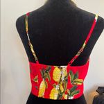 Lulumari Lemon Print Red Tie-Front Top Photo 2