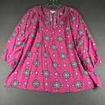 Crown & Ivy Curvy Blouse Womens 3X Geometric Print V Neck 3/4 Sleeve Tunic Top Photo 0