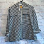 Ruby Rd Ruby Road Jacket Women Petite Small PS Charcoal Grey White Striped Full Zip Hood Photo 0