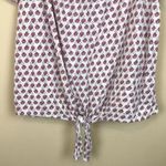 Lucky Brand Women’s Floral Print Square Neck Tie Knot Bottom Short Sleeve Shirt Photo 3