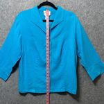 Talbots Irish Linen 3/4 Sleeve Button Front Shirt Blue Size 12W 100% Linen Photo 1