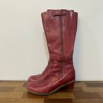 Dr. Martens Womens Red Jeni Boots Vintage Womens 8 Heel Knee High Buckle Retro Photo 3